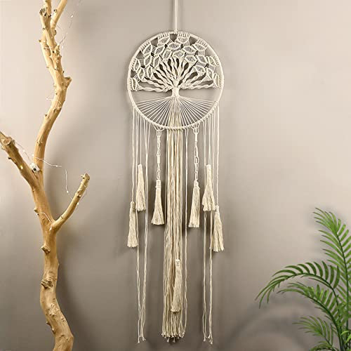 EXQULEG Makramee Wandbehang,Baum des Lebens Traumfänger,Boho Deko Tapisserie Gewebte Wanddeko Dekoration for Wohnzimmer Apartment Schlafzimmer Hochzeitsfeier Home Deko