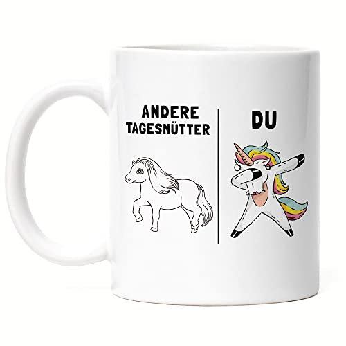 Hey!Print Tagesmutter Tasse Kindergarten Abschied Einhorn Lustig Dankeschön & Abschiedsgeschenk Kindergarten Kita