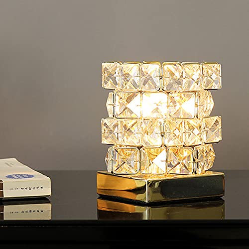 Mengjay Lámpara de mesa moderna de metal y vidrio, lámpara de escritorio de la lámpara de noche de cristal, lámpara de mesa E27, para el estudio de dormitorio. (A)