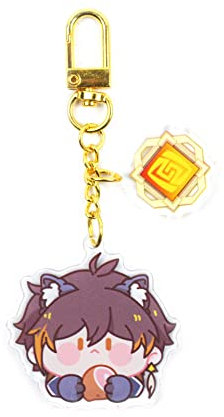 嘉信誉 Genshin Impact Keychains Halloween Characters Epoxy Keychains Hu Tao Zhongli Klee Xiao Venti Halloween Keychain (Color:Zhongli)