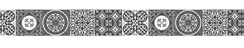 PLAGE Frisia adhesivo adhesivo de azulejos imitación de cemento gris 10 cm x 300 cm, decorativo y práctico.