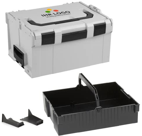 Bosch Sortimo L-BOXX 238 Größe 3 grau individuell anpassbar mit Ihrem Logo | mit Einhängeeinsatz schwarz | Transportsystem Werkzeug | Ideale Werkzeug Aufbewahrung
