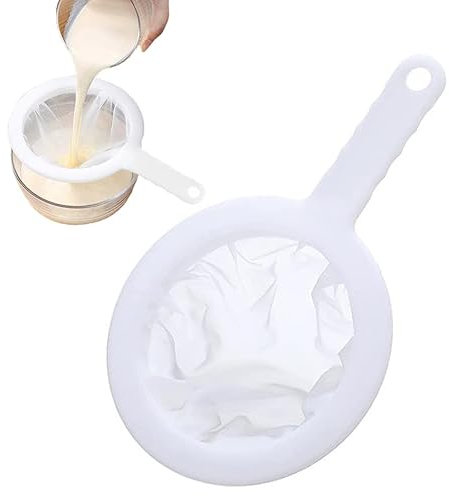 DONJIM Nylon Ultra-Fine Mesh Strainer, Mesh Plastic Tea Strainer with Hole Hanging, Kitchen Sieve Food Strainer for Soy Milk,Tea,Juice,Coffee,400 Mesh Filter Strainer, White