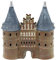 Dekohelden24 Windlicht - Lichthaus Holsten-Tor Lübeck aus Porzellan inkl. Beleuchtung, Maße L/B/H ca. 20 x 8 x 22 cm