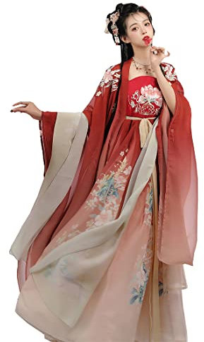 Ez-sofei Chinesisches traditionelles altes Bühnenauftrittskostüm für Damen, Hanfu-Kleid (Rot, Größe M)