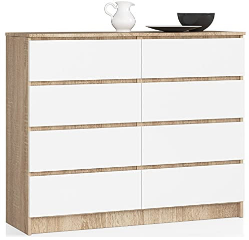 3E 3xE living.com Kommode, in Sonoma Eiche & Weiß (B: 120 / H: 99 / T: 40) viele Farben und Großen