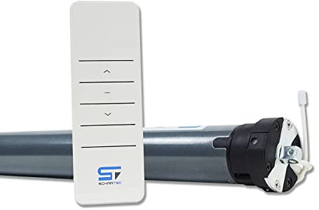 SCHARTEC Motor de persiana por radio FE 40-60 con interruptores de límite electrónicos SW60, set con persianas, mando a distancia, motor tubular