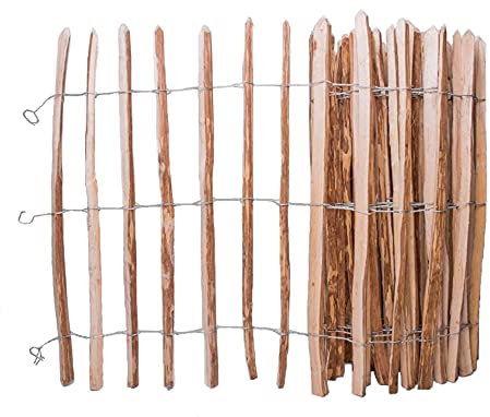 Sevico Staketenzaun imprägniert Haselnuss Holzzaun Haselnussholz Zaunlatte Rollzaun Kastanienzaun Gartenzaun 100 cm x 5m, Lattenabstand: 3-4 cm