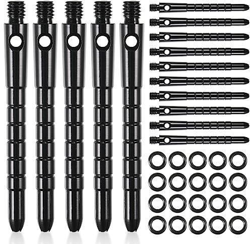 YUFFQOPC Dart Shafts Darts Stems, 53mm Long Metal Dart Stems Darts Accessories Kit, Aluminium Dart Stems with Dart Washers 15+20 (Black)
