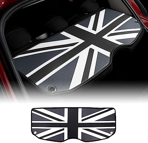 FDAIUN for BMW Mini Cooper F55 Hatchback Leather Car Boot Trunk Parcel Shelf Tray Cover Leather Mat Protection Car Interior Accessories (Union Jack Gray)