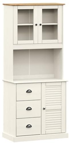 vidaXL Highboard VIGO Weiß 78x40x175 cm Massivholz Kiefer
