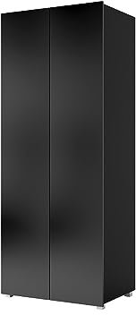 BETTSO - Drehtürenschrank Kleiderschrank mit 2 Türen,Garderobenschrank Garderobe Schrank Dielenschrank Schlafzimmerschrank-Bird 2D (Schwarz Matt + Schwarz Glänz)