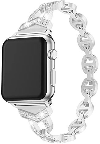Cinturino Glitter Compatibile con Apple Watch SE 44mm Donna, Bling Cinturini Metallo Diamante Braccialetto con Fibbia Regolabile Compatibile con iWatch Ultra 49mm 45mm 42mm Serie SE/9/8/7/6/5/4/3/2/1