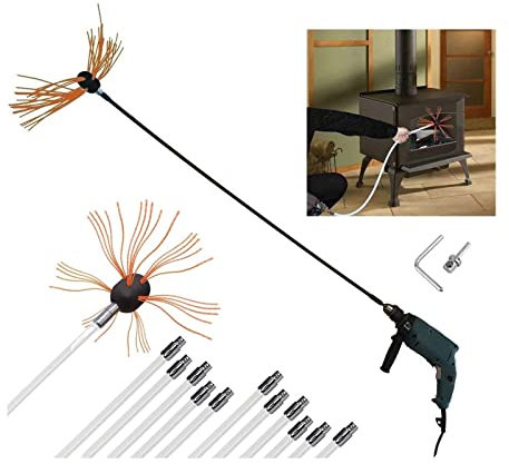 Schornsteinfeger-Kit, Schornsteinbürsten-Kit Mit Flexiblen Nylonstäben, Bohrbetriebenes Rotierendes Schornsteinfeger-Kit, Schornsteinreinigungs-Werkzeug-Kit For Fegen Von Schornsteinen kaminbürste sta