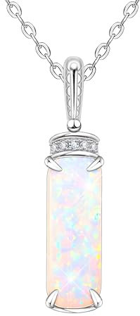 KristLand Weiße Opal Anhänger Halskette 925 Sterling Silber Halskette Mit Funkelnden Cubic Zirkonia Stein Geburtstag Weihnachten Hochzeit Geschenk Für Frauen Damen Mädchen