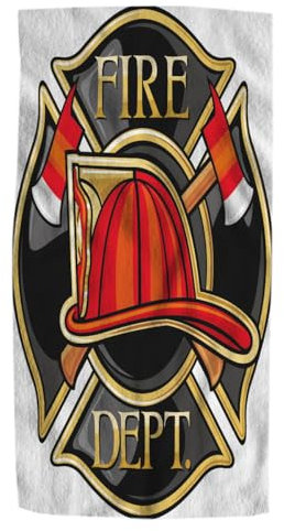 Pehede Feuerwehr-Handtuch, Feuerwehr-Abzeichen, Feuerwehr, Malteserkreuz-Symbol, weiches Gästegesicht, Badetuch, Badezimmer-Dekorationen, dünne Küchen-Geschirrtücher, 38,1 x 76,2 cm