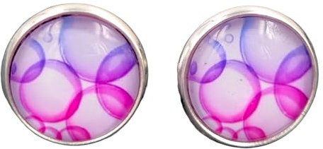 Stechschmuck Ohrstecker Handmade Ohrclips Ohrklemmen Seifenblasen Bubbles Bunt Silber Farben Damen Kinder Kitsch Kawaii 1 Paar Größe Wählbar (Ohrclips 12mm)