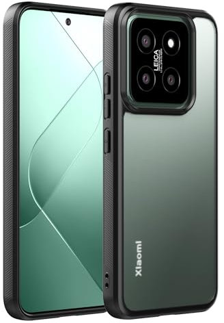 Cresee Kompatibel mit Xiaomi 14 Hülle Case (Nicht für Xiaomi 14T) Matte Transluzente Harte Rückseite + Weiche TPU Bumper Handyhülle Stoßfest Schutzhülle Cover für Xiaomi 14, Schwarz