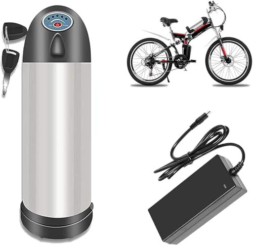 JHKJ Batterie au Lithium 48V, 10,4 ah, 13ah, 15ah, 17ah, Type Bouteille, Li-ION, pour Moteur 200W, 350W, 500W, 800W, avec Support,48v15ah