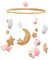 Mobile Baby Holz Schaf Mobile Baby Babybett Windspiel, Wolken Mond Stern Baby Mobile für bett, Baby Spielzeug Geschenk für mädchen oder Jungen (Rose)
