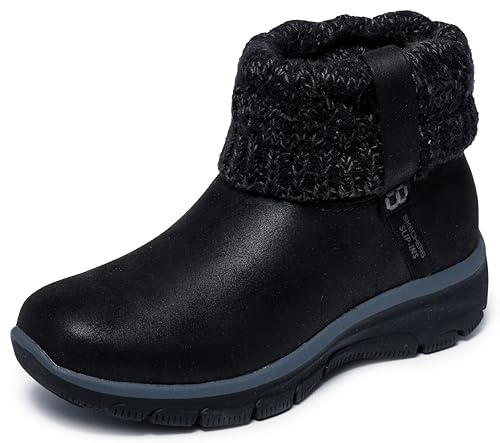 Skechers Easy Going Cozy Weather 2, Botas Cortas al Tobillo Mujer, Black Microleather/Knit, 38 EU