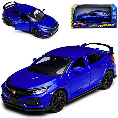 Hon-da Civic Type-R 10. Generation Limousine Blau Ab 2015 mit Rückzugsmotor ca 1/43 1/36-1/46 Modell Auto