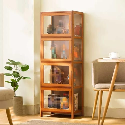 Vitrine en verre sur pied sur pied, transparente sur trois côtés, vitrine Curio avec portes en verre – Design élégant