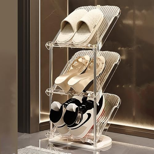 VFDC Schuhregal mit 3 Ebenen, Schuhablage Platzsparend, Schuhaufbewahrung, Schuhständer Klein, Shoe Rack für Flur, Wohnzimmer, Schlafzimmer, Eingangsbereich, Schlafsaal, Transparente, 28×21×72cm