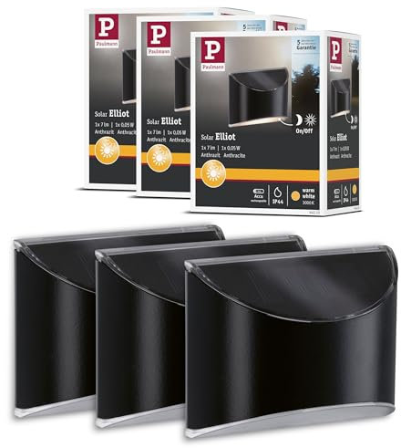 Paulmann 5218 Set Solar LED Wegeleuchte Elliot 3er-Set IP44 3000K 3x5lm Anthrazit