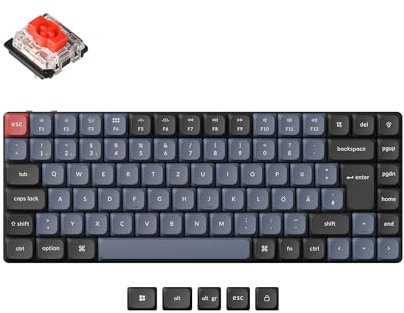 Keychron K3 Pro QMK/VIA Custom Ultradünne Kabellose mechanische Tastatur mit Hot-Swap-Sockel, Bluetooth/Kabel DE-ISO-Layout, Programmierbarer RGB & Roten Schaltern für Mac/Windows