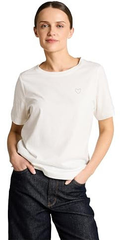 Tom Tailor Damen Basic T-Shirt mit Herz-Print