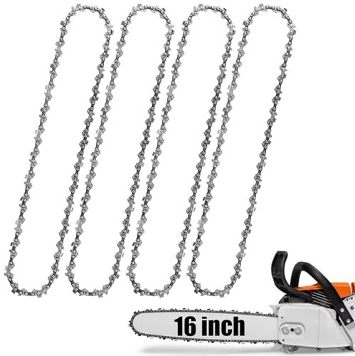 4 Stück 40,6 cm Sägekette 3/8 Zoll LP-Teilung, 0,50 Zoll Gauge, 56 Treibglieder, Ersatzkette für Craftsman, Poulan, Husqvarna, Echo, Greenworks, Ryobi, Homelite und mehr