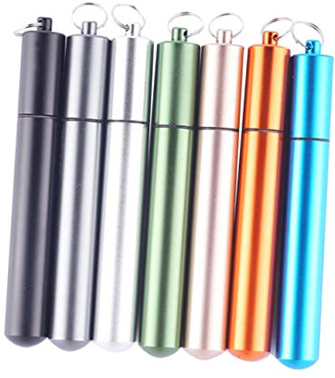 Cabilock Stainless Steel Folding Straw Set Portable Reusable Travel Straws for Hot and Cold Drinks Eco-Friendly Food Grade Brush