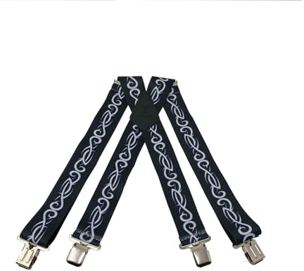 Tomahawk Heavy Duty Braces, Adjustable, Unisex Suspenders, Strong Clasp (Tribal Grey/Silver. Black)