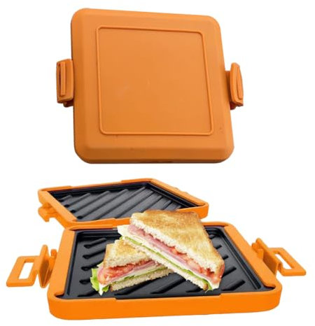 GETBSTOOP Microwave Toastie Maker, Microwave Toastie Breakfast Sandwich Maker Non-stick, Microwave Toastie Sandwich Maker and Grill Heatwave Technology for Bread Sandwich-Orange