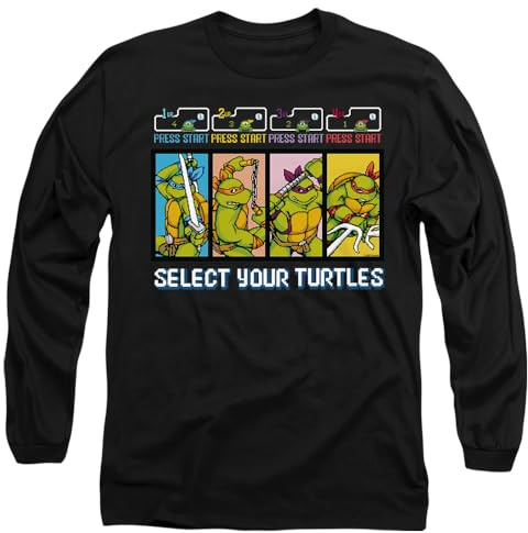 TMNT Select Your Turtles Mens Long Sleeve T Shirt, Black, Large