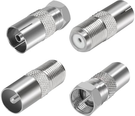 4pcs TV Aerial Coaxial Connectors F-Connectors Adapter, F Type to Coax Adapter Kit for Satellite, Aerial Cables, Compatible with TV, Router, Modem, Satellite Receiver (silve)