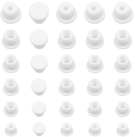 Ouligay 30 tapones redondos de silicona para sal y pimienta, tapón de silicona para salero, pimentero, tapón de silicona blanco, reutilizables, 8/10/12/13/14/15,5 mm