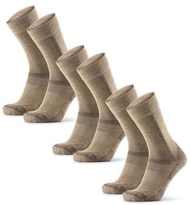 DANISH ENDURANCE Merino Wandersocken, Sommer Trekkingsocken, Unisex, Herren, Damen & Kinder, 1 oder 3 Paar Beige 43-47