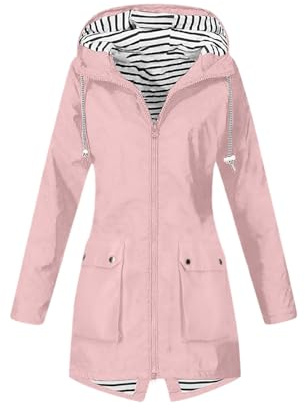 FUPODD Regenjacke Damen Lang Wasserdicht Regenmantel Mit Kapuze Übergangsjacke Winddicht Trenchcoat Outdoor Mantel Atmungsaktiv Windbreaker Jacke Für Frauen Leichte Regenparka Wandern Funktionsjacke
