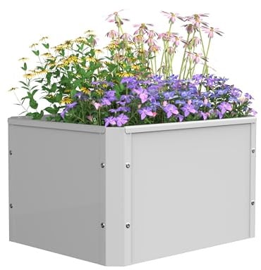 VCM Metall Hochbeet 50x40x30 cm, rechteckiger Pflanzkasten für Balkon Terrasse Garten, Blumenkasten mit und auch ohne Boden nutzbar, Balora M