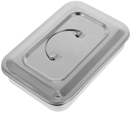 LOLIPPYY Edelstahl Sterilisationsbox Mit Deckel Quadratisches Desinfektionswanne Für Instrumente Rostfreier Sterilisator Für Nagel- Und Schönheitswerkzeuge 9.45X6.50X1.97 Zoll