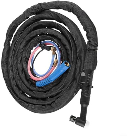 TIG Schweißbrenner Set Wassergekühlt mit 4 m Kabel und 16 mm Gewindeverbinder, kompatibel mit WP18 für professionelle Schweißarbeiten aus Kupfer und Bakelit