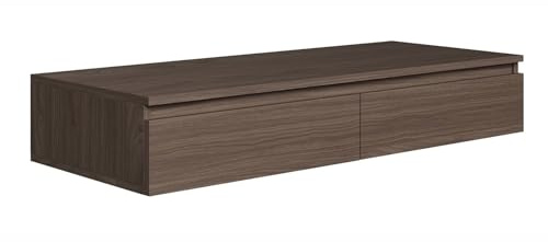 Selsey Schminktisch Hängend Breite 120 cm Nussbaumoptik Moderner Schminktisch Ohne Spiegel Mit 2 Schubladen Wandmontage, Spanplatte 16 mm, ABS-Kanten, Ideal für Stilvolle Inneneinrichtungen