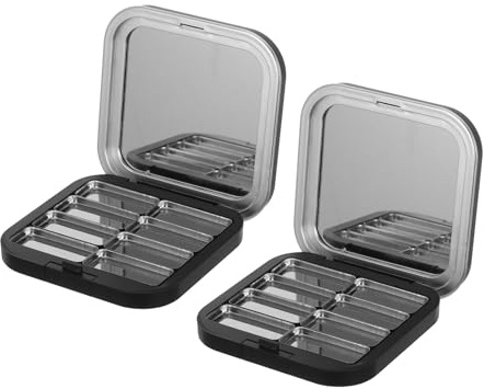 VILLCASE Magnetische Make Up Aufbewahrungsbox 2 Stück in Mattem Schwarz aus Abs und Eisen mit 8 Fächern für Lippenstift und Rouge für Zuhause und Unterwegs