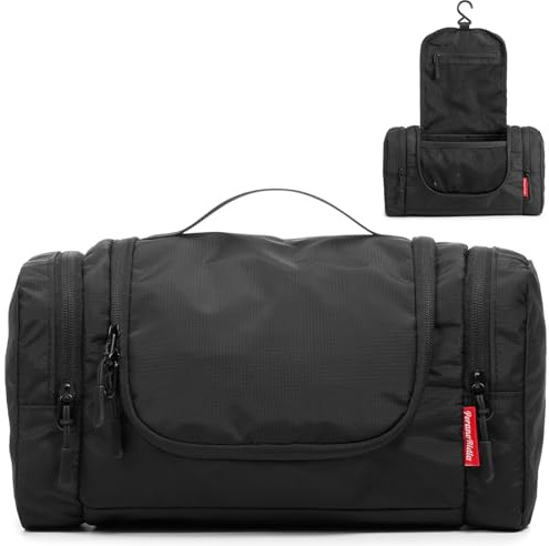 PeranoRidia Trousse de Toilette Suspendue pour Hommes & Femmes – Organisateur de Voyage en Nylon Imperméable, Résistant et Pratique pour Soins, Maquillage & Accessoires de Rasage, Noir