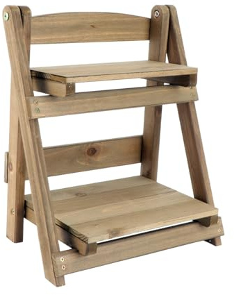 Ciieeo Two Layer Multi-layer Plant Stand Succulent Storage Rack Coffee Wood Shelf Retro Simple Shape Creative Folding Storage Organizer for Indoor Outdoor