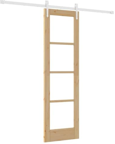 Yisssmeng Puerta corredera de madera y cristal, 61 x 198,5 cm, juego completo