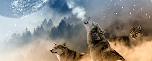 hansepuzzle 35425 - Wolf Panorama-Puzzle 2000 Teile | Tierwelt Puzzle mit hochwertiger Puzzle Aufbewahrung: Kartonbox und Wieder verschließbarem Beutel | Puzzle-Maße: 116,6 x 46,7 cm
