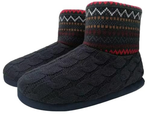 KuaiLu Zapatillas Casa Bota Hombre Invierno Algodon Cerradas Babuchas Caballero Caliente Peluche Lana Piel Pantuflas Botines Comoda Memory Foam Slippers Antideslizante Interior Suela Negro rojo 43